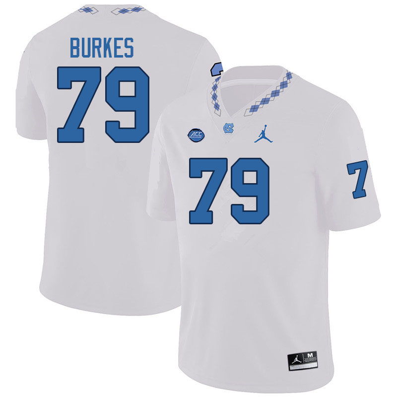Men #79 Bo Burkes North Carolina Tar Heels College Football Jerseys Sale-White